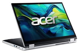 Acer Aspire 3 Spin (A3SP14-31PT-C31L) Convertible Notebook | 14 WUXGA IPS Touch-Display | Intel N100 | 4 GB RAM | 128 GB SSD | Intel UHD Grafik | Windows 11 | QWERTZ Tastatur | Silber
