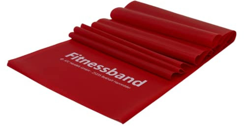 ATC Handels GmbH Fitnessband 1,5m, 2,5m, 5,5m und 25m x 15,5cm in 6 verschiedenen Stärken - Widerstandsband, Gymnastikband, Trainingsband, Sportband, Krafttraining und Yoga, 2,5m leicht rot