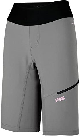 IXS W Carve Hip-Hugger Shorts Grau - Komfortable hochsitzende Damen MTB Shorts, Größe 36 - Farbe Graphite