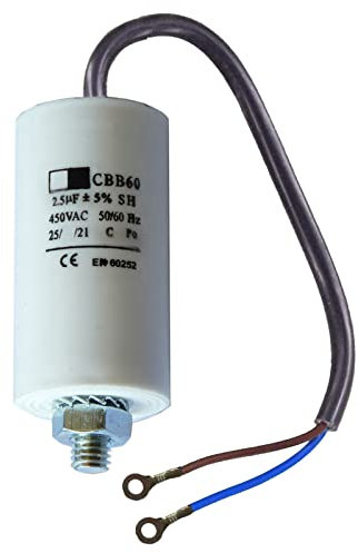 2.5uF Place4parts CBB60 Universal Wired Start and Run Capacitor for Motor, Generator Compressor, Air Pump, Water Pump, Air Conditioning, Jet Washer 50/60Hz 450v