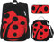 Cartoon Ladybug Dreiteiliges Rucksack-Set, Taschenrucksack, Cross-Body-Lunch-Tasche, Stiftetaschen-Set, Jungen und Mädchen Schultasche, Schwarz, Einheitsgröße, Schwarz , Einheitsgröße, Modern