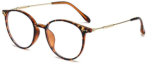 Lanomi Mode Lesebrille Blaulichtfilter Rund Damen Herren Computer Lesehilfe Sehhilfe UV400 Schutz Brille Anti Müdigkeit Oval Brillenfassung Leopardenmuster 0