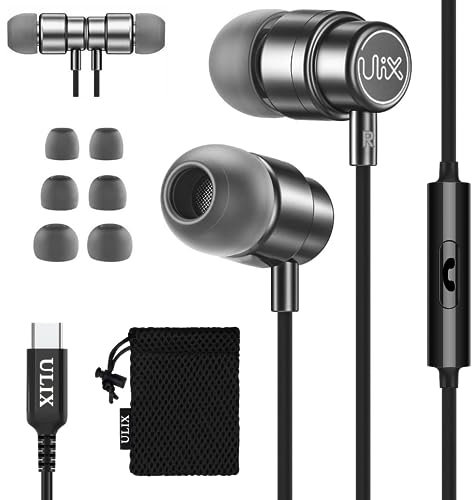 UliX Rider USB C Kopfhörer, 5 Jahre Garantie für iPhone 16 15 Pro Max Plus Samsung Galaxy S24 S23 Ultra S22 S21 FE S20 A53 A54, USB Typ C Ohrhörer mit Mikrofon In-Ear mit Kabel für iPad Pro 2022 iPad