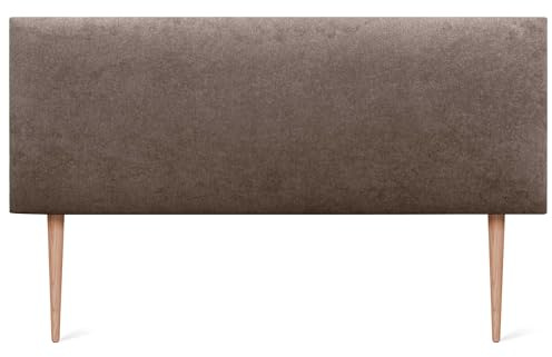 DHOME Tête de lit en Similicuir ou en Tissu AQUALINE Lisse avec Pieds, tête de lit tapissée pour lit de Luxe (160x105cm avec Pieds (Lits 150/160), Tissu Marron)