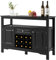 LIFEZEAL Küchenschrank mit Weinregal Schublade & Türen, Sideboard Beistellschrank Holz, Weinschrank 116x40x82cm, Buffetschrank Vitrinenschrank Kommode für Esszimmer Küche (schwarz)
