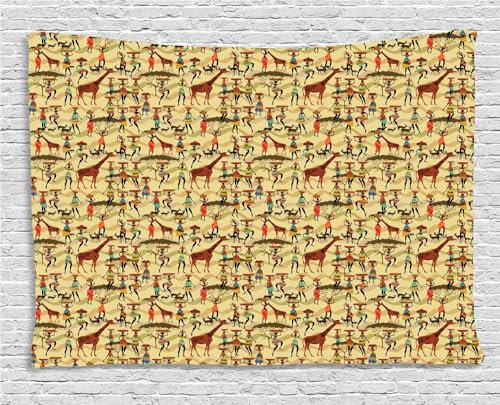 Sxakswol Wandteppich Groß Afrika Wandbehang Frau Tier Tapisserie 3D Wandtuch Afrika Wandteppiche Aesthetic für Wohnzimmer Schlafzimmer Wohnheim Wanddeko, 175x230 cm