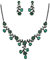EVER FAITH Damen Schmuckset österreichische Kristall Hochzeits Blatt Weinlese Halsketten Ohrringe Schmuck Set Grün Schwarz-Ton