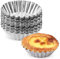 TULEBOLIAN 30 Stück Eier Kuchenform,Ei Torte Form,Silber,Edelstahl,Egg tartelette förmchen,Tart Mold,Muffin Förmchen,Wiederverwendbare,für Tart,Muffin,Pudding(7.2cm)