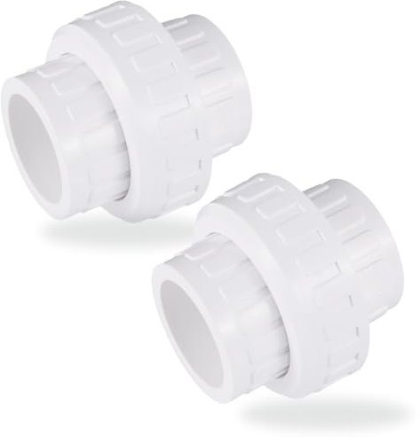 LUOFANT Raccord de tuyau de raccordement en PVC de 3,8 cm (douille x douille) Adaptateur coulissant en PVC de 3,8 cm, annexe 40, joint torique EPDM, blanc 2 pièces..
