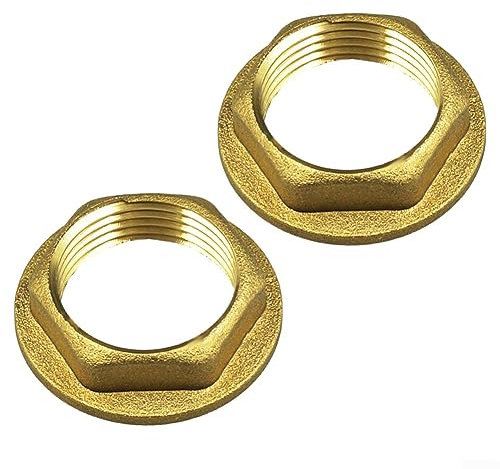 2pc Brass Back-nut for Bathroom Basin Taps - 1-1/4 BSP Brass Tap Plumbing Fitting Nut for Wash Hand Basin and Taps Fittings Accessories