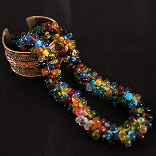 HXSCOO Collier de Perles en Verre coloré au Chalumeau du Népal for Filles