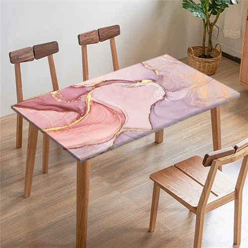 FANSU Nappe Rectangulaire Carré Ajustée, 4/6/8FT Marbre Nappe à Bords élastiques, Résistant Nappe de Table pour Extérieur, la terrasse, Cuisine Fête Jardin Salle à Manger (4ft/122x61cm,Violet)