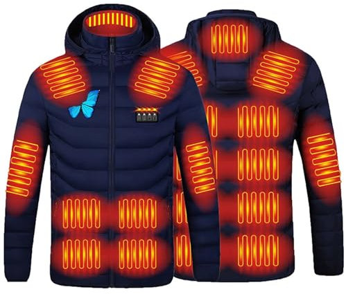 Yolimok Heated Jacket for Mens Women, USB Electric Body Warmer Hoodie, Heating Coat Butterfly Print Washable with Hood | Sleeve | 4 Heat Up Level | 21 Heating Zone, Winter Outdoor Self Warm Clothing