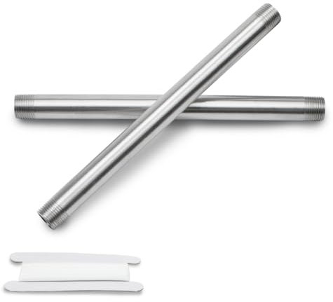 Bwintech 2 Stück 250MM 1 Außengewinde × 1 Außengewinde BSP Edelstahl 304 Rohrverschraubungen