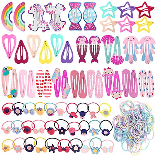 172 Pièces Chouchou Cheveux Filles, Barrette Cheveux Fille, VEGCOO Pince Cheveux Fille, Élastique Cheveux Accessoires De Cheveux pour Filles Bébés Tout-Petits