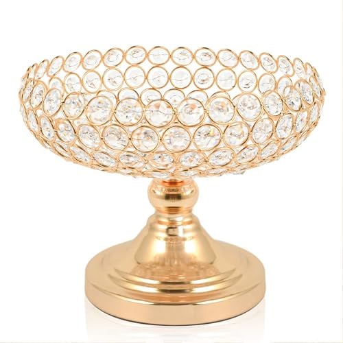 kolnlala Obstschale mit hohlgeschnitztem Design, Kristallschale für Tischdekoration, Obst-/Kunstblumenhalter für Ihre Theke, elegante Kristallschale für Partytisch (Gold, 1 Stück)