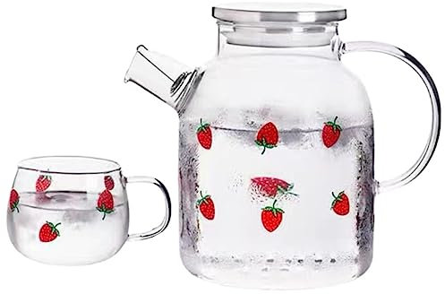LeGDOr 1 Set Juice Milk Jug Water Pitcher Glass Teapot Stovetop Hot Cocoa Bar Supplies Water Dispenser for 5 Gallon Bottle Water Carafe Household Products Glass + Stainless Steel at Night