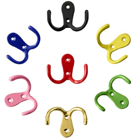 Gativs Gancio Appendiabiti Doppio 7 Pezzi Ganci Appendiabiti Da Parete Gancio Appendiabiti Metallo Doppio Ganci Appendiabiti appendino da muro per Bagno Cucina Camera da Letto