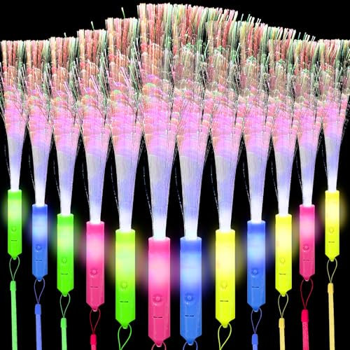 KINGOZOYI 12PCS Baguette Lumineuse Fibre Optique Bâtons Lumineux LED Clignotants Bâtons Lumineux Craquer LED Jouets Lumineux pour Mariage Anniversaire Mariage etDécoration de Fête