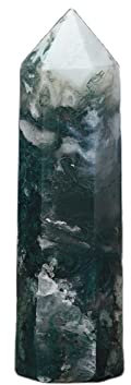Cristal Natural en bruto 8-10cm cristal Natural verde agua hierba ágata punta de cristal varita musgo Jade adornos de columna de cristal Hexagonal Inicio Colecciones ( Color : Aquatic Plants Jade , Si