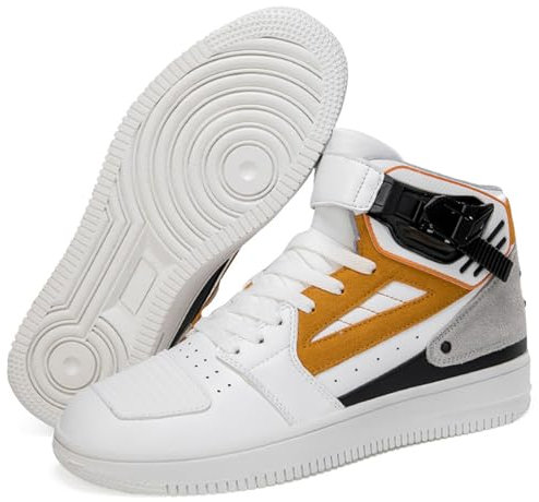 DJFOG Stivali da moto comodi unisex, stivali da bici da cross resistenti alle intemperie in pelle microfibra, scarpe da equitazione per moto alla moda, supporti per la caviglia,Giallo,36