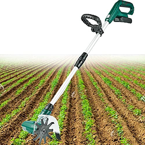 Gartenfräse, Akku-Bodenfräse, elektrische Gartenfräse, 97–127 cm, Verstellbarer Griff, Bodenfräse, Bodenfräse, Werkzeuge, tragbarer Grubber für den Garten und Gemüsebeete