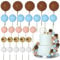 ASTARON 50 Pcs Ball Cake Topper Sticks Mini Balloons for Cake Decorating Supplies Foam Balls Cake decorations for Baby Shower Cake Birthday Cake Toppers Decorations (Light Blue, Brown)