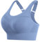 Litherday Reggiseno Sportivo Donna Senza Ferretto Push Up Imbottito Traspirante con Sostegno Forte Top Fitness per Yoga Corsa Palestra Blu Scuro Grigio M