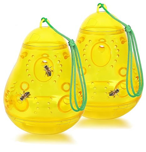 Naturezhen 2 Trampa Avispas Exterior, Trampas para Insectos Colgantes de Plástico para Exteriores, Trampa Sin Cebo Atrayente Reutilizable para Insectos y Artrópodos