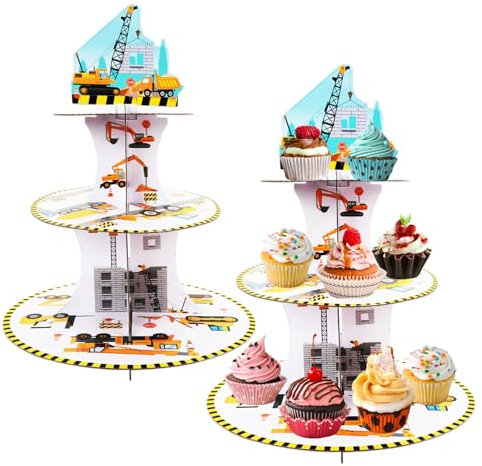 JUMRHFAN Confezione da 2 supporti per cupcake, a 3 livelli, robusti, decorazioni per feste, dessert e cupcake, riutilizzabili per baby shower, accessori per feste di compleanno