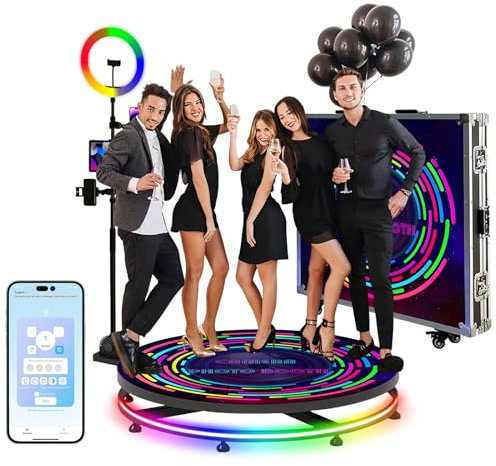 360 Photo Booth Machine (68-150cm) - Adjustable Stand + Intelligent Remote + APP Control, Automatic Slow Motion 360 Camera Booth for Party, Christmas, Wedding, Solo Show, Live Events,150cm