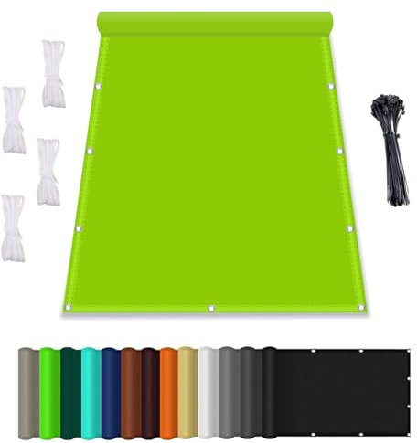 Sonnenschutz Netz, Balkonverkleidung mit Seil, Wasserdicht markisenstoff, Terrasse überdachung Balkon Zaunblende Sichtschutz, für AußEnbereich,Garten Grün-3,1x2M