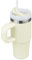 Vaso de 14 oz con asa y paja, vaso para niños con tapa y paja, vaso de acero inoxidable 304 para niños, regalo para deportes al aire libre (crema)