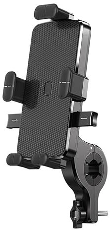 Porta cellulare moto bici monopattino elettrico con 5 punti di fissaggio ultra sicuri attacco al manubrio di massima stabilità rotazione a 360° compatibile con tutti gli smartphone antivibrazione