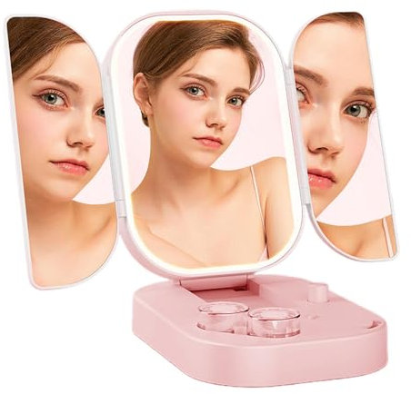 Genérico plegable para maquillaje espejos, maquillaje ligero, portátil LED, USB recargable, plegable con luz, maquillaje para tableta, compacto LED, portátil Vanity,