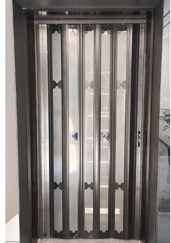 Porte Accordéon Interieur Portail Pliant en Aluminium Noir, Porte Pliante Coulissante avec Acrylique Transparent, Porte de Placard Intérieure Séparateur de Pièce, Porte Accordéon à Moustiquaire Rétrac