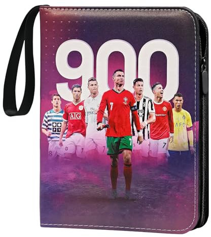 COQOYO Fussball Sammelkarten Album für 400 Karten, 4 Taschen Fußball Karten Sammelalbum Sammelmappe Sammelheft Sammelbuch mit Reißverschluss Tragegriff 50 Seiten, Sport Karten Heft Ordner Buch Mappe