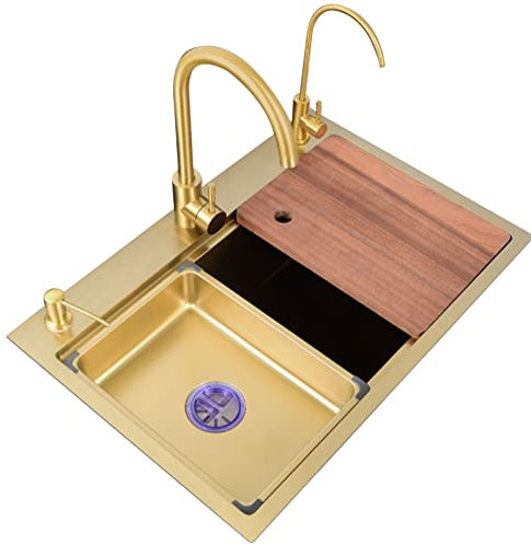 CZAOERXB Évier de Cuisine avec Robinet Évier de Bar Évier sous Plan en Acier Inoxydable avec accessoires/D/80 * 46Cm