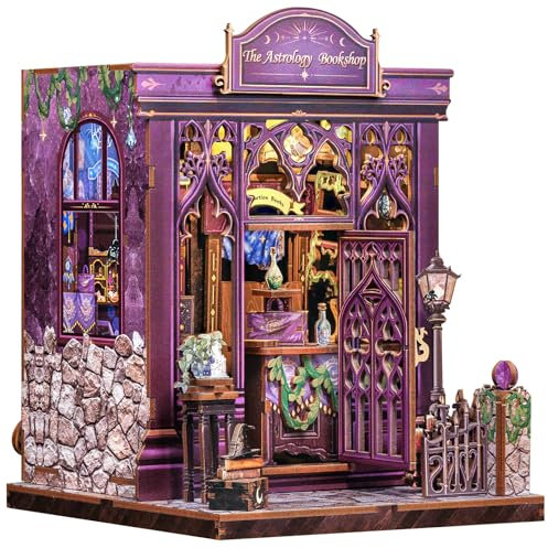 CUTEBEE Kit Book Nook DIY 3D - Casa Diorama en Miniatura para Adultos, Inserción para Estantería con Luces LED, Regalo para Amantes de los Libros y Artesanos (Librería de Astrología)