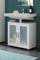 trendteam smart living - Lena - Waschbeckenunterschrank - Weiß - Badschrank mit satiniertem Glas - (BxHxT) 57 x 63 x 33 cm - Waschtischunterschrank verstellbare Füße - chromfarbene Griffe