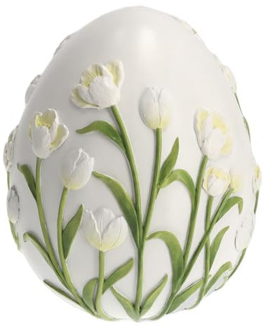 home&you - Osterdeko Tendi, Osterei aus Polyresin, Osterei Tischdeko, Deko-Ei, Osterfigur, Frühlingsdekoration, Osterschmuck - Weiß