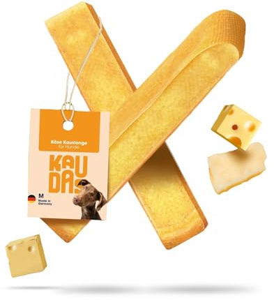 KAUDAS Knabber Kaustange Käse – 5 x L Kauknochen Hund bis 22,7 kg aus 100% getrocknetem Hartkäse, Zahnreinigende Kaustange Hund für Stressabbau & Beschäftigung – ohne künstliche Zusatzstoffe