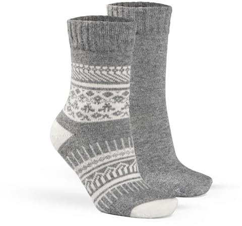 Fellhof Alpaka Hygge Socken 2er Pack gemustert & unifarben Damen Herren Größe 35-38, 39-42, 43-46