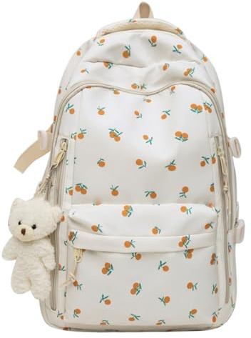 JIABAOZ Schulrucksack Teenager Aesthetic Backpack Japanische Schultasche Mädchen 5 Klasse Rucksack Schule School Bag Rucksack für die Schulranzen Mädchen (Orange)