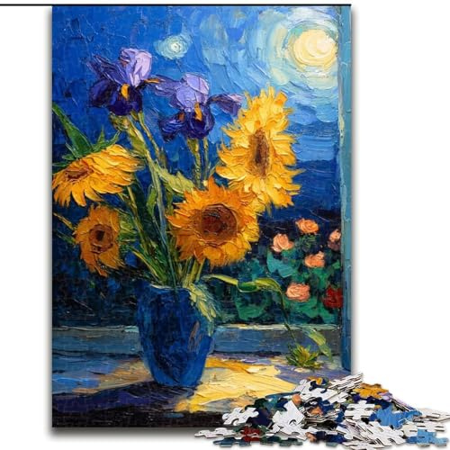 Van Gogh Sunflowers Jigsaw Puzzles for Adults 1000 Piece, Family Fun Games Fun at Home Activities, Birthday Present, Travel Gifts (26x38cm)