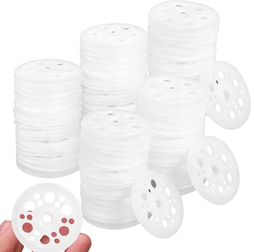 Euablfo Lot de 500 Rondelles en Polypropylène en Plastique, Disques d'Isolation 46 mm, Rondelles en Plastique pour Fixation et Support de Plaques d'Isolation en Mousse, Blanc