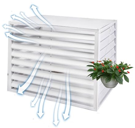 Abdeckung für Klimaanlagen für den Außenbereich, Aluminium, Schallschutz, Luftzirkulation, wetterfest, 100 cm, Weiß und stilvolles Design