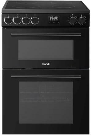 Baridi Freestanding Electric Cooker 60cm with 99L Double Cavity & 4 Zone Ceramic Hob, Black - DH429