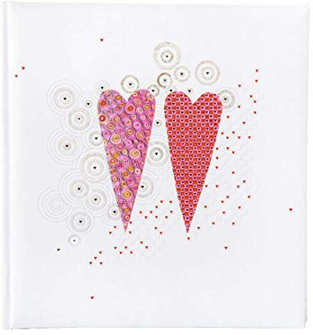 goldbuch Hochzeitsalbum, 2 Hearts, 30 x 31 cm, 60 weiße Seiten mit Pergamin-Trennblättern, Kunstdruck mit goldprägung und Relief, Weiß, 08161