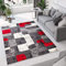 TAPISO Dream Teppich Wohnzimmer Schlafzimmer Kurzflor Modern Grau Rot Creme Karo Retro Vierecke Meliert ÖKOTEX 300 x 400 cm